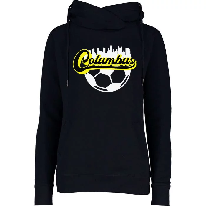 Columbus Ohio Soccer Apparel City Skyline Futbol Womens Funnel Neck Pullover Hood