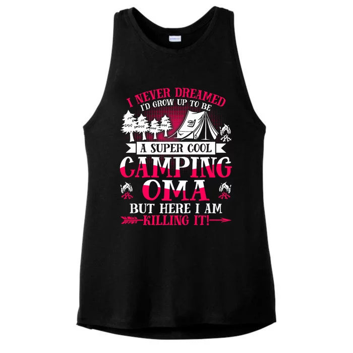 Camping Oma Supper Cool Oma Summer Holiday Ladies Tri-Blend Wicking Tank