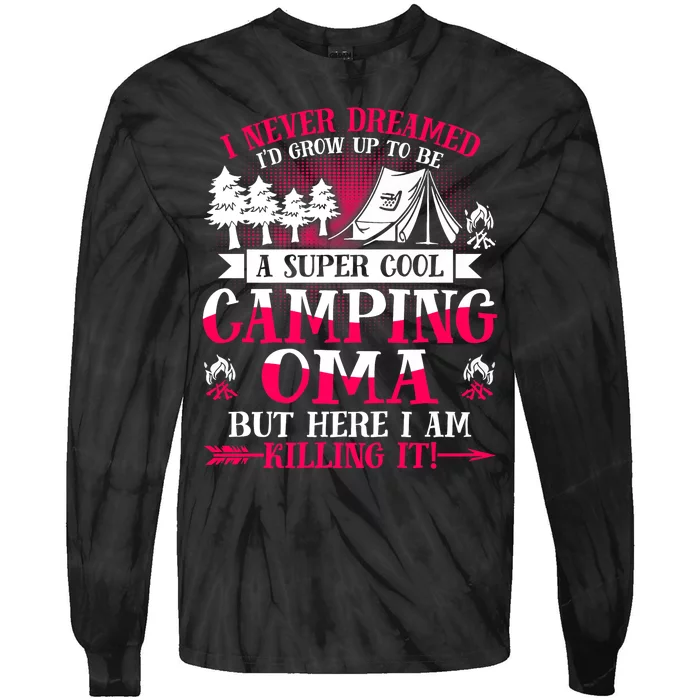 Camping Oma Supper Cool Oma Summer Holiday Tie-Dye Long Sleeve Shirt