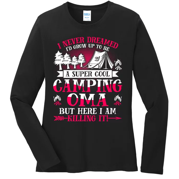 Camping Oma Supper Cool Oma Summer Holiday Ladies Long Sleeve Shirt