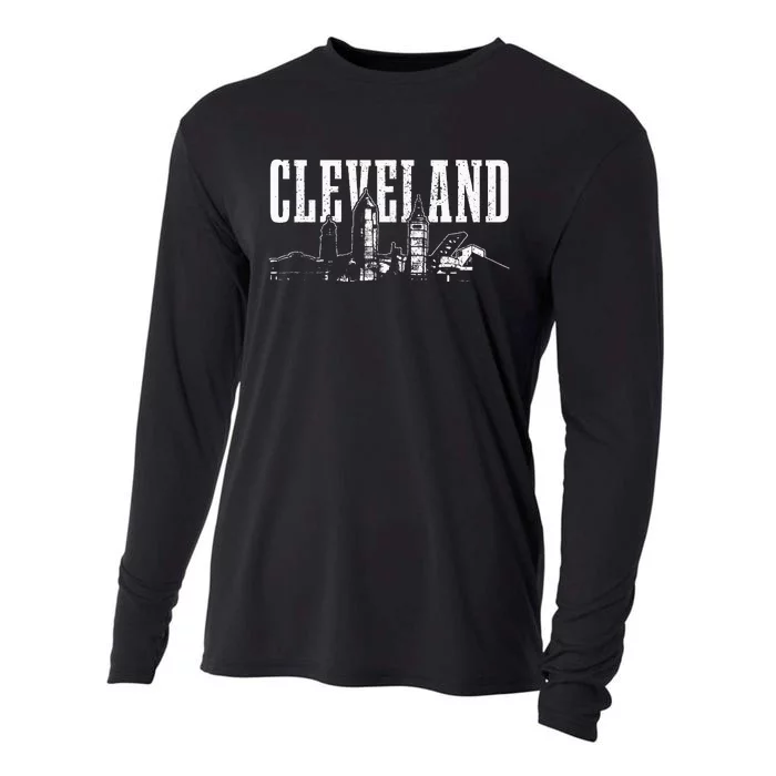 Cleveland Ohio Skyline Pride Vintage Cleveland Cooling Performance Long Sleeve Crew