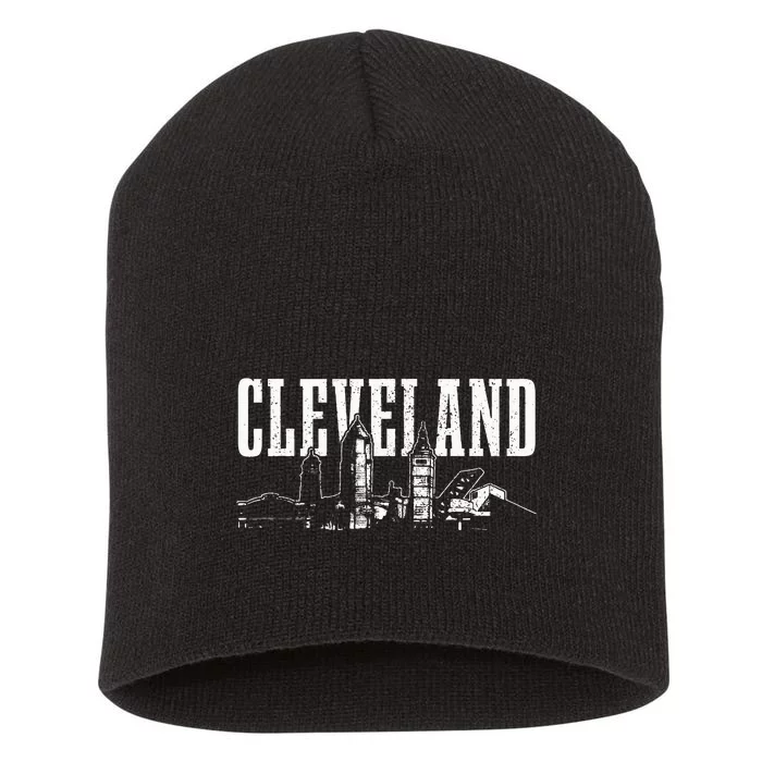 Cleveland Ohio Skyline Pride Vintage Cleveland Short Acrylic Beanie