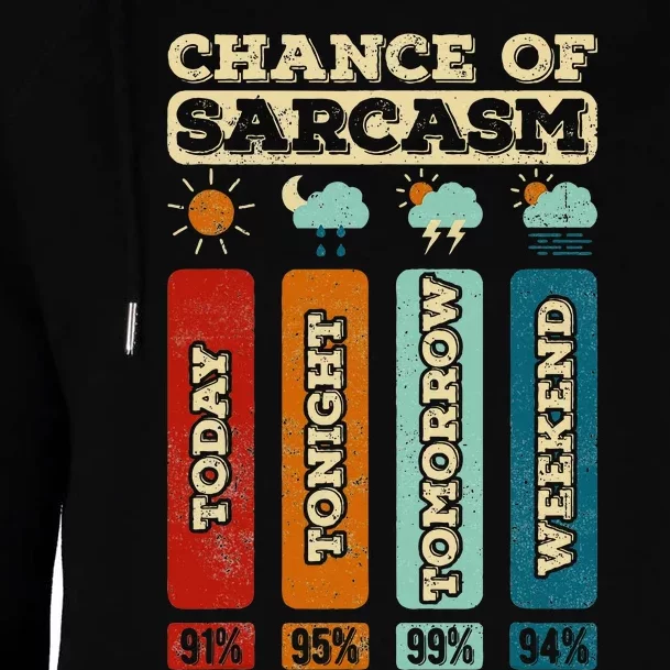 Chance Of Sarcasm Weather Funny Forecast And Meteorology Womens Funnel Neck Pullover Hood