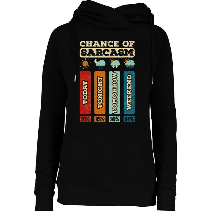 Chance Of Sarcasm Weather Funny Forecast And Meteorology Womens Funnel Neck Pullover Hood