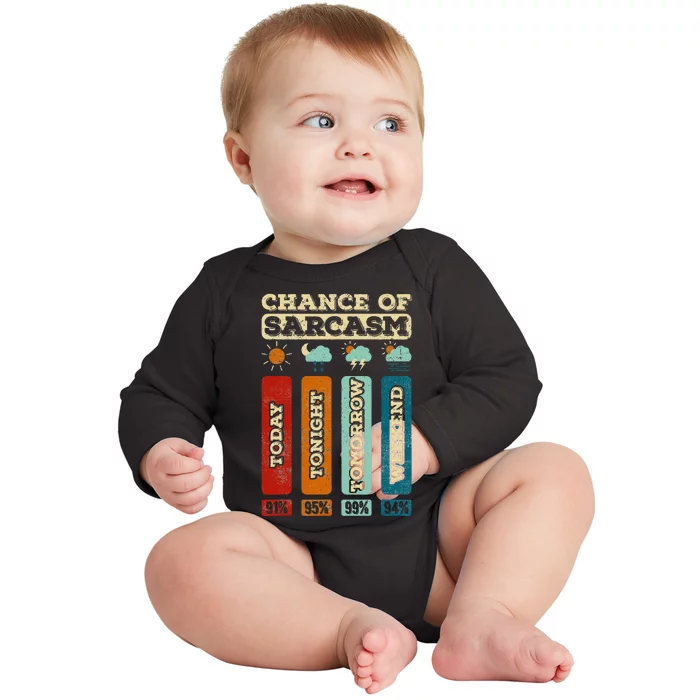 Chance Of Sarcasm Weather Funny Forecast And Meteorology Baby Long Sleeve Bodysuit