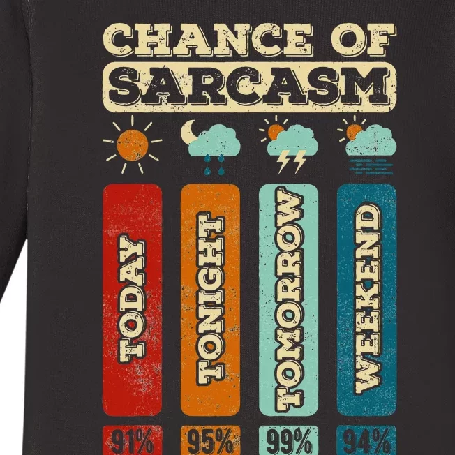 Chance Of Sarcasm Weather Funny Forecast And Meteorology Baby Long Sleeve Bodysuit