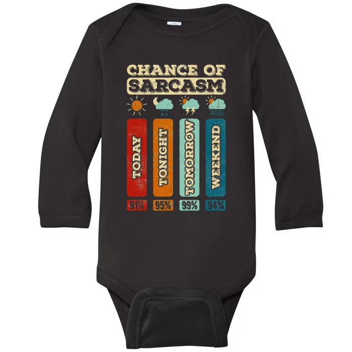 Chance Of Sarcasm Weather Funny Forecast And Meteorology Baby Long Sleeve Bodysuit