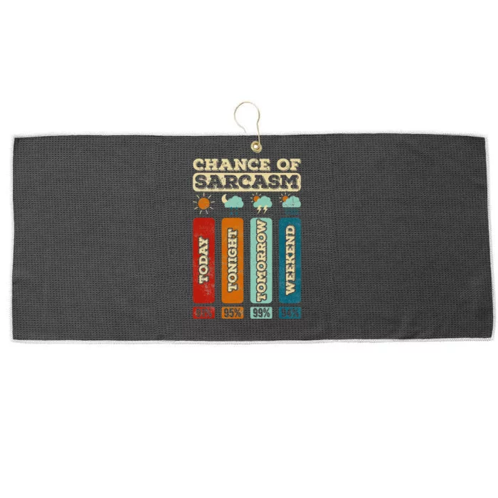 Chance Of Sarcasm Weather Funny Forecast And Meteorology Large Microfiber Waffle Golf Towel