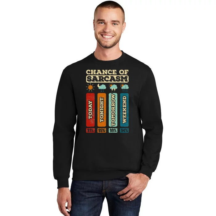 Chance Of Sarcasm Weather Funny Forecast And Meteorology Tall Sweatshirt