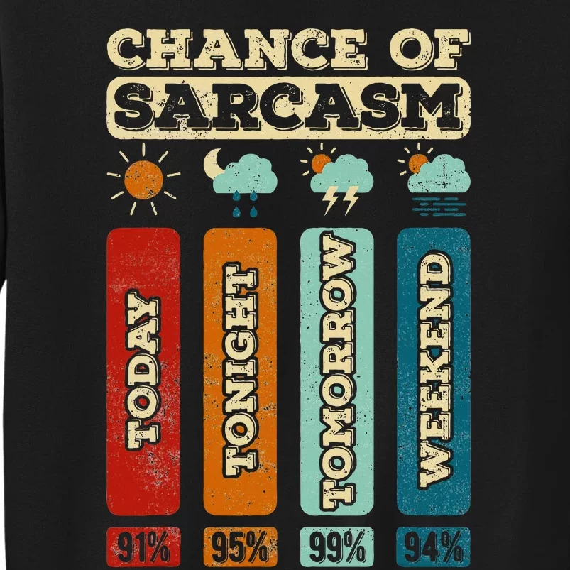 Chance Of Sarcasm Weather Funny Forecast And Meteorology Tall Sweatshirt