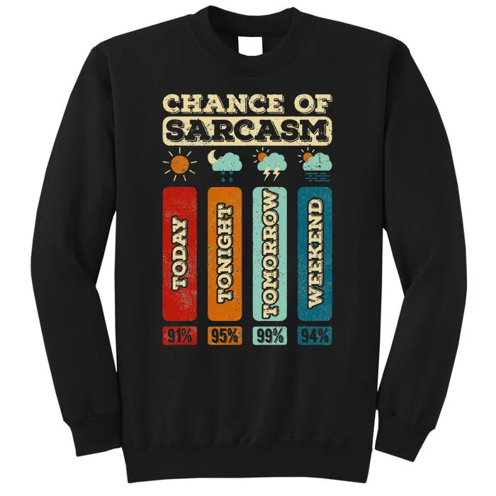 Chance Of Sarcasm Weather Funny Forecast And Meteorology Tall Sweatshirt