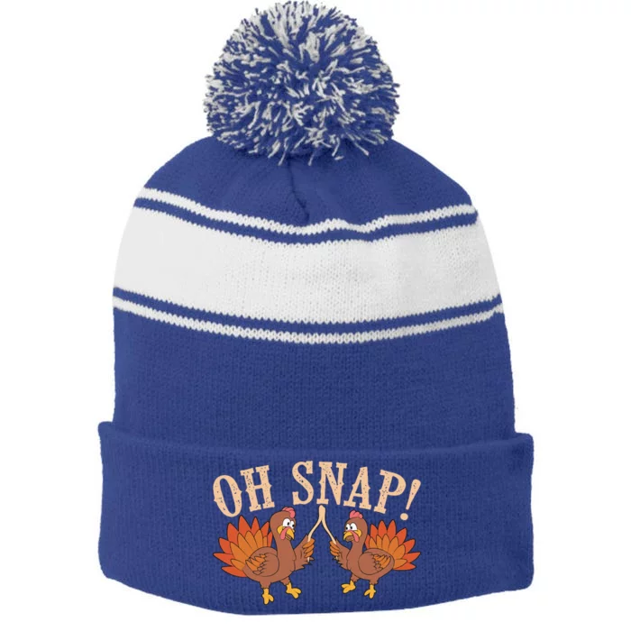 Cool Oh Snap! Funny Turkey With Wishbone Thanksgiving Gift Stripe Pom Pom Beanie