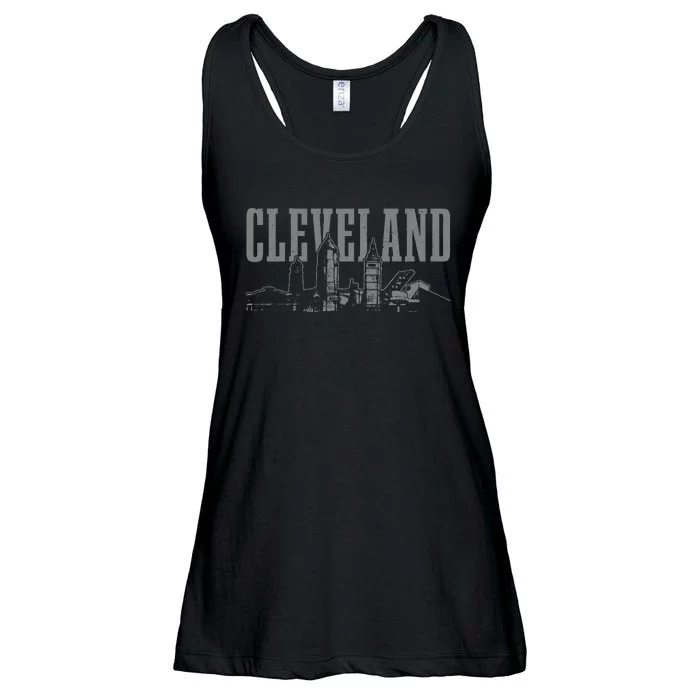 Cleveland Ohio Skyline Pride Vintage Cleveland Ladies Essential Flowy Tank