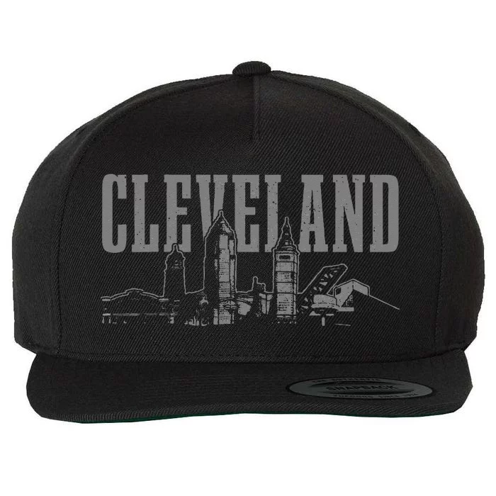 Cleveland Ohio Skyline Pride Vintage Cleveland Wool Snapback Cap