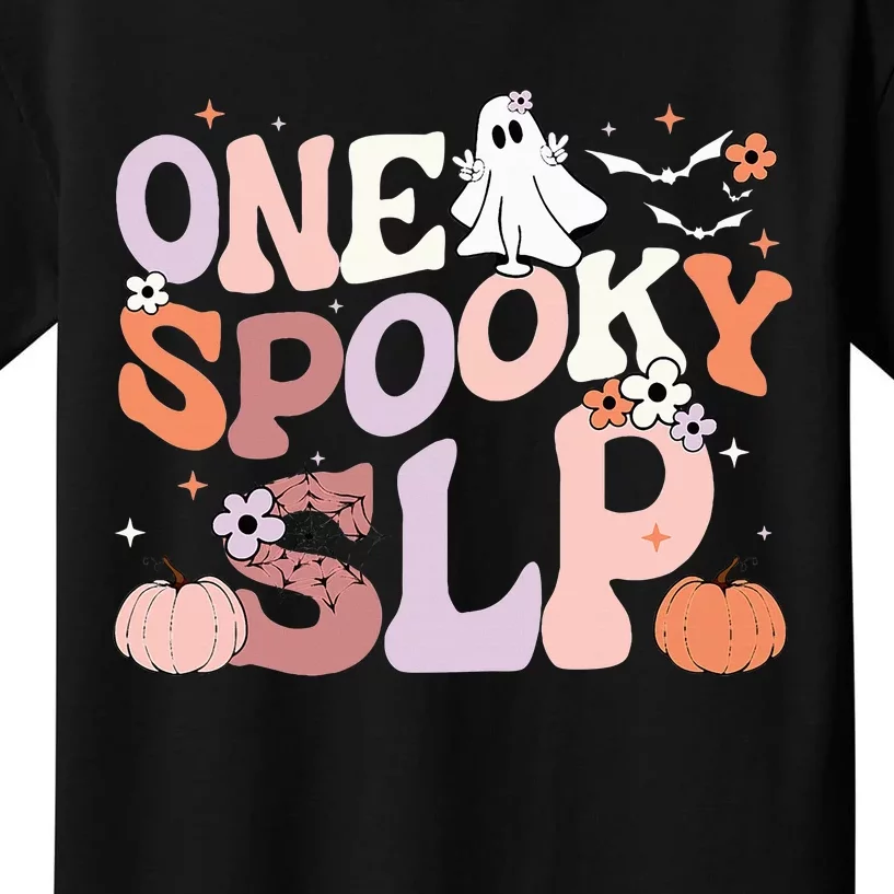 Cute One Spooky SLP Speech Language Pathologist Halloween Kids T-Shirt