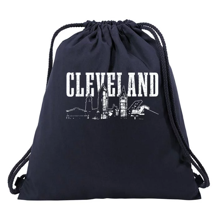 Cleveland Ohio Skyline Pride Vintage Cleveland Drawstring Bag