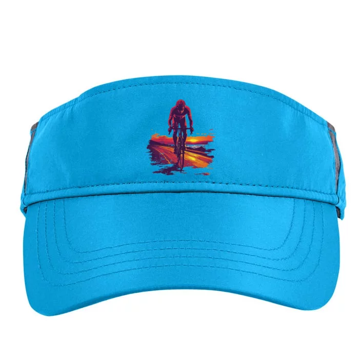 Cyclist On Scenic Road At Sunset Adult Drive Performance Visor