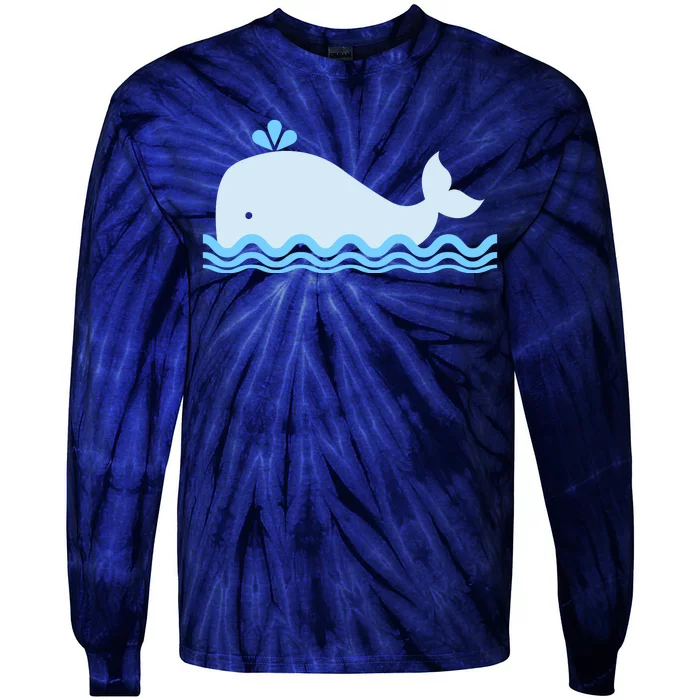 Cute Ocean Sea Life Whale Tie-Dye Long Sleeve Shirt