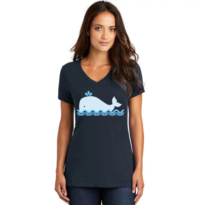 Cute Ocean Sea Life Whale Women's V-Neck T-Shirt