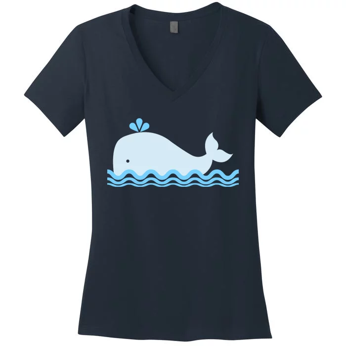 Cute Ocean Sea Life Whale Women's V-Neck T-Shirt