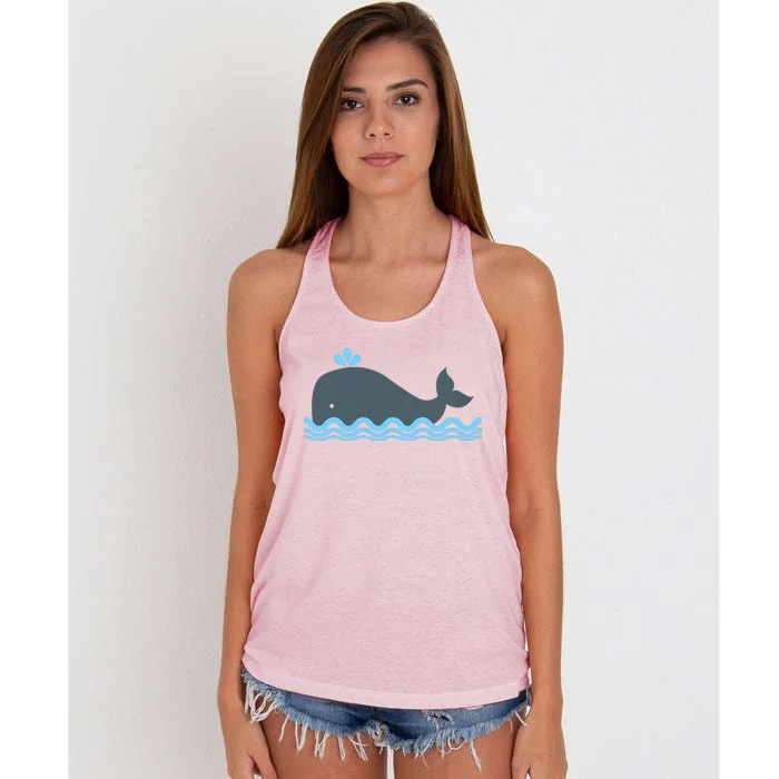 Cute Ocean Sea Life Whale Women's Knotted Racerback Tank