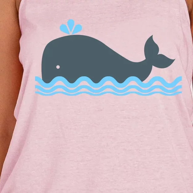 Cute Ocean Sea Life Whale Women's Knotted Racerback Tank