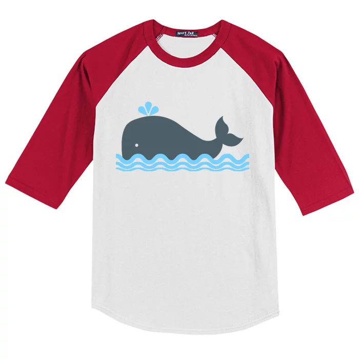 Cute Ocean Sea Life Whale Kids Colorblock Raglan Jersey