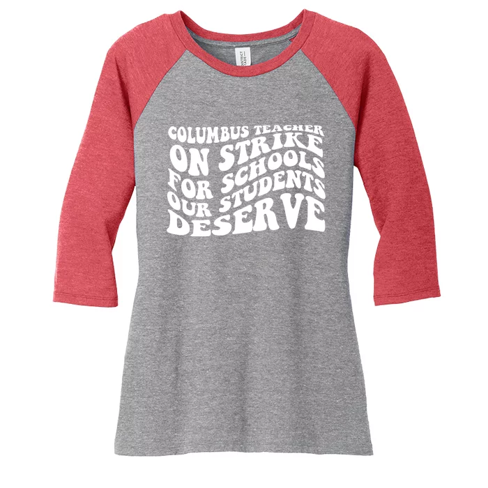 Columbus Ohio School Teachers Strike Women's Tri-Blend 3/4-Sleeve Raglan Shirt