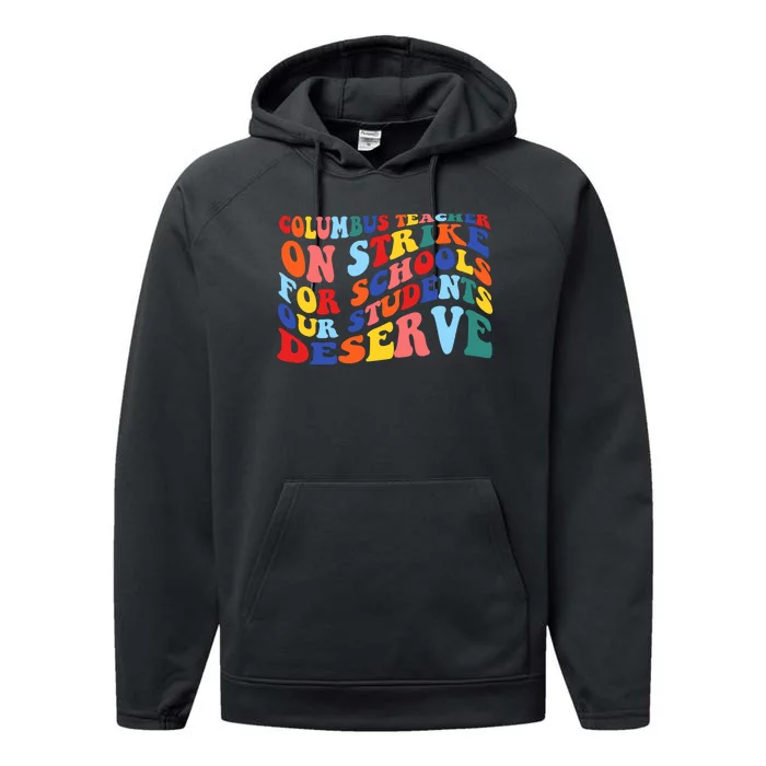 Columbus Ohio School Teachers Strike Retro Style Performance Fleece Hoodie