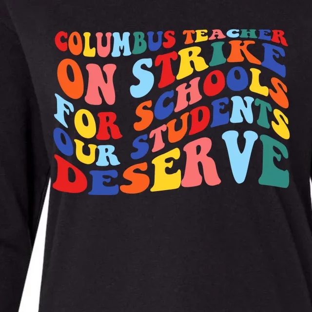 Columbus Ohio School Teachers Strike Retro Style Womens Cotton Relaxed Long Sleeve T-Shirt