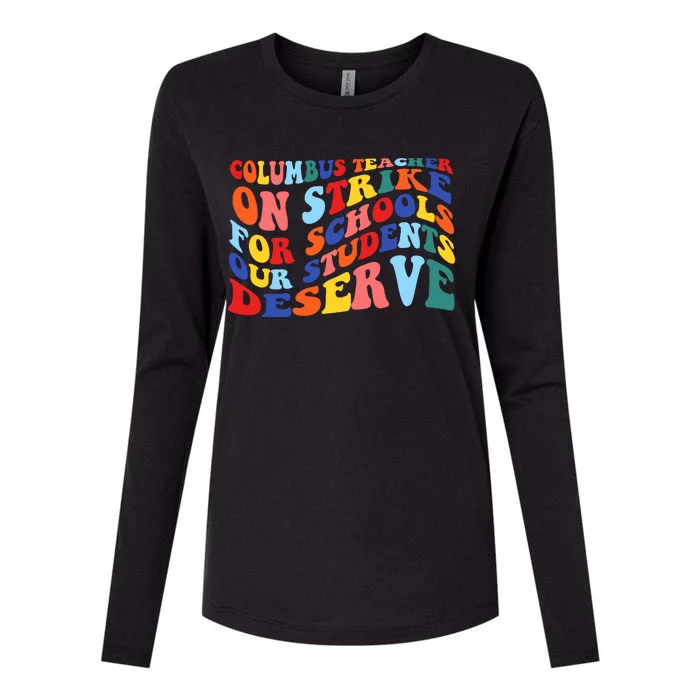 Columbus Ohio School Teachers Strike Retro Style Womens Cotton Relaxed Long Sleeve T-Shirt