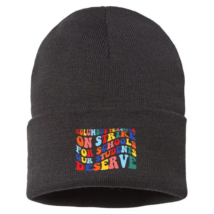 Columbus Ohio School Teachers Strike Retro Style Sustainable Knit Beanie