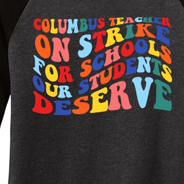 Columbus Ohio School Teachers Strike Retro Style Women's Tri-Blend 3/4-Sleeve Raglan Shirt