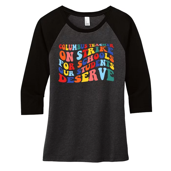 Columbus Ohio School Teachers Strike Retro Style Women's Tri-Blend 3/4-Sleeve Raglan Shirt