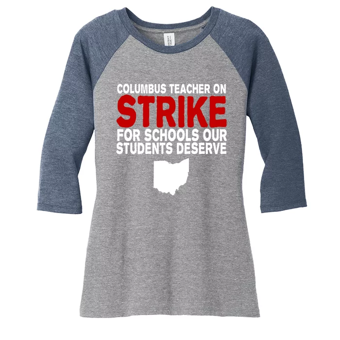 Columbus Ohio School Teachers On Strike Women's Tri-Blend 3/4-Sleeve Raglan Shirt