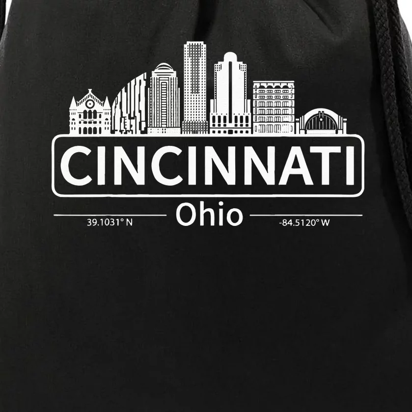 Cincinnati Ohio Skyline Travel To Cincinnati Drawstring Bag