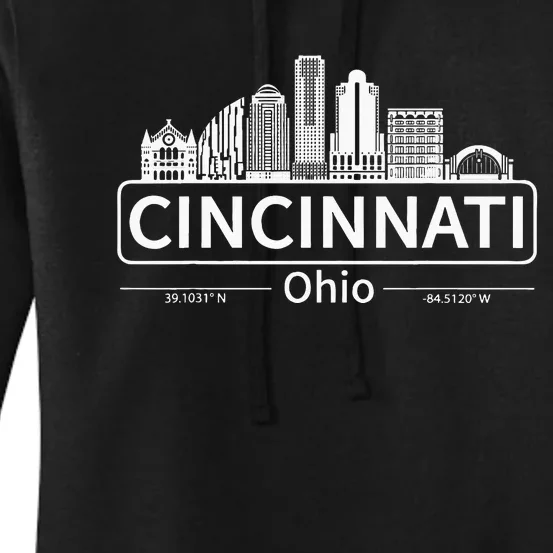 Cincinnati Ohio Skyline Travel To Cincinnati Women's Pullover Hoodie