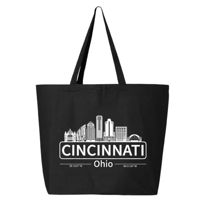 Cincinnati Ohio Skyline Travel To Cincinnati 25L Jumbo Tote