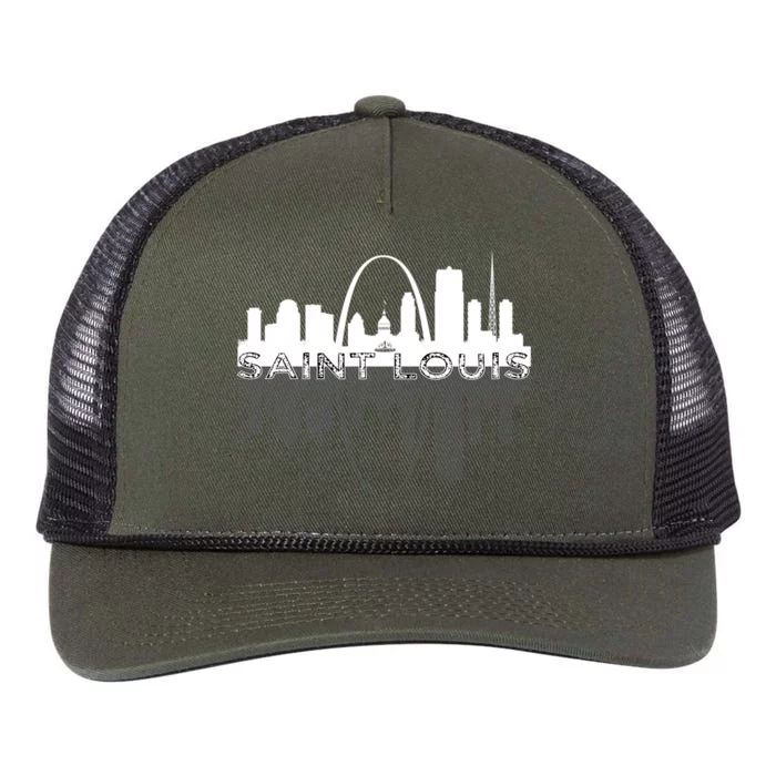 City of St Louis Missouri Skyline Art Gateway Arch Graphic Retro Rope Trucker Hat Cap