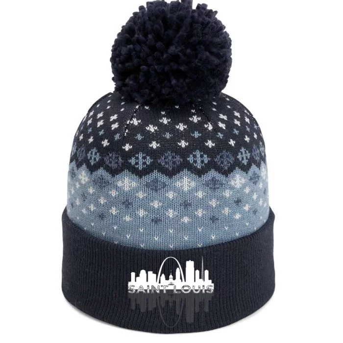 City of St Louis Missouri Skyline Art Gateway Arch Graphic The Baniff Cuffed Pom Beanie