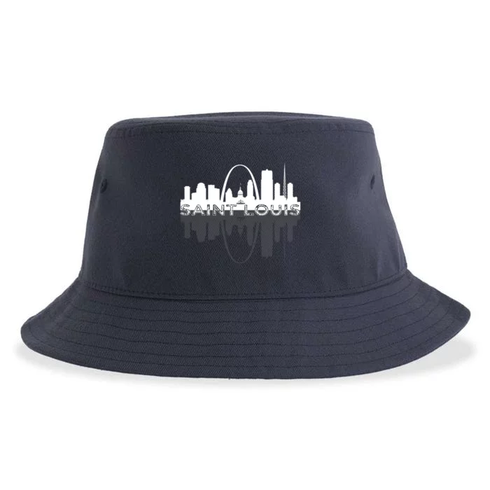 City of St Louis Missouri Skyline Art Gateway Arch Graphic Sustainable Bucket Hat