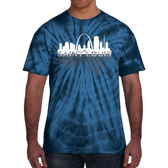 City of St Louis Missouri Skyline Art Gateway Arch Graphic Tie-Dye T-Shirt