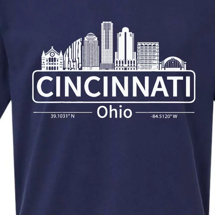 Cincinnati Ohio Skyline Travel To Cincinnati Sueded Cloud Jersey T-Shirt