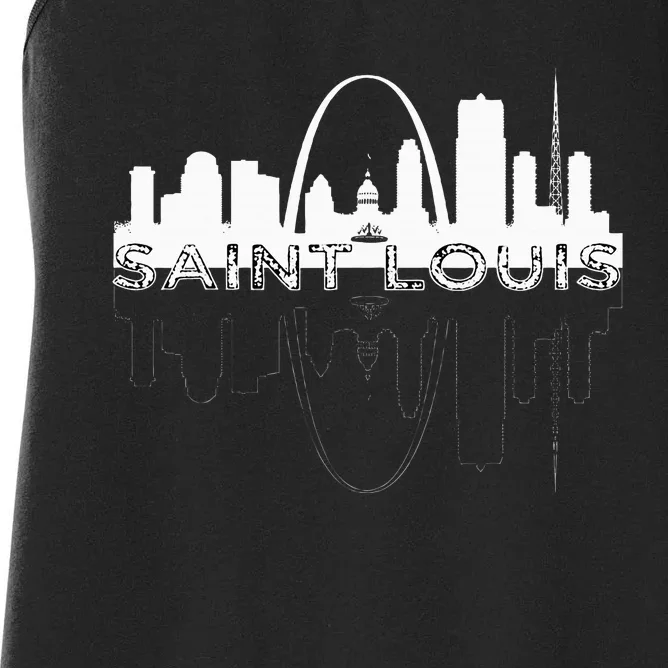 City Of St Louis Missouri Skyline Art Gateway Arch Women's Racerback Tank