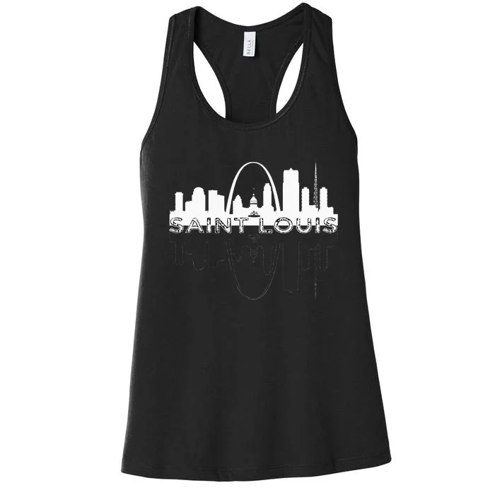 City Of St Louis Missouri Skyline Art Gateway Arch Women's Racerback Tank