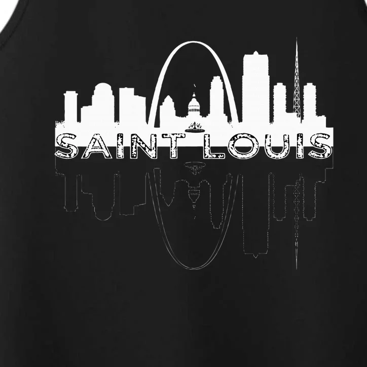 City Of St Louis Missouri Skyline Art Gateway Arch Performance Tank