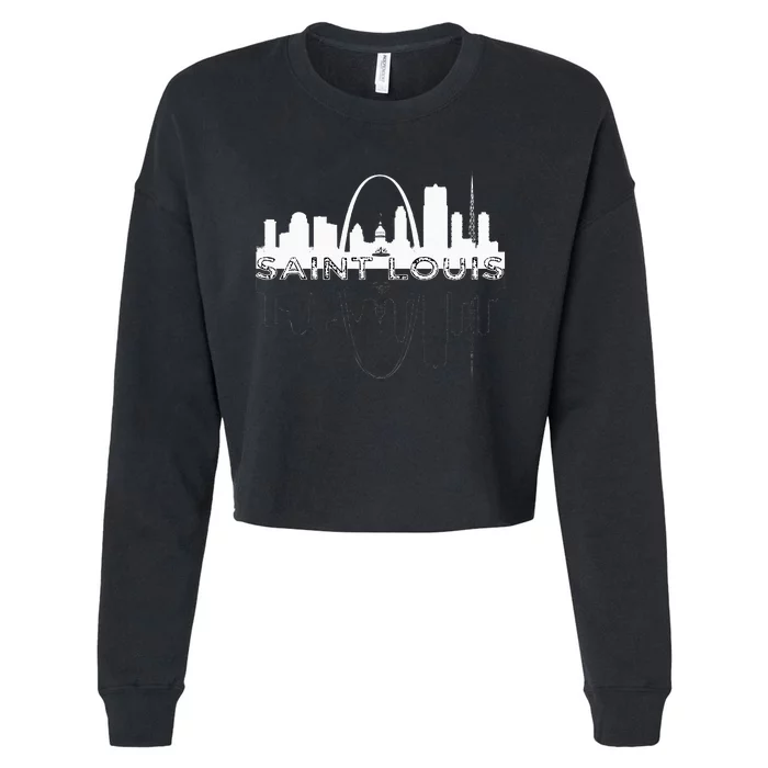 City Of St Louis Missouri Skyline Art Gateway Arch Cropped Pullover Crew