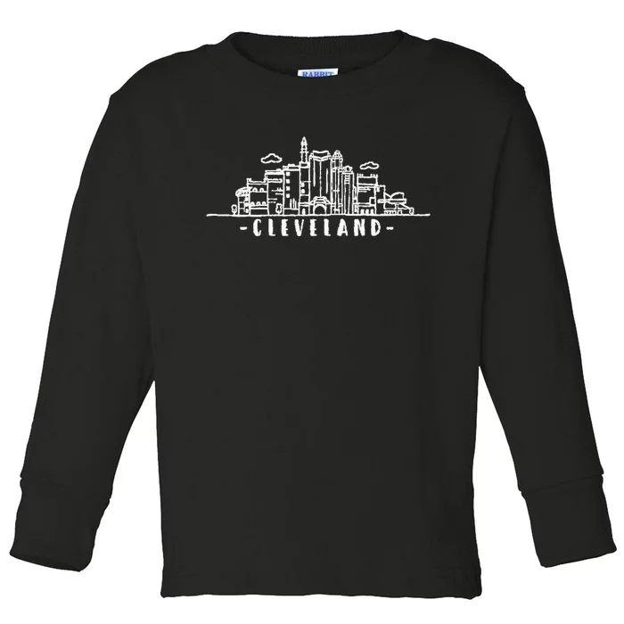 Cleveland Ohio Skyline Toddler Long Sleeve Shirt