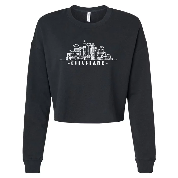 Cleveland Ohio Skyline Cropped Pullover Crew