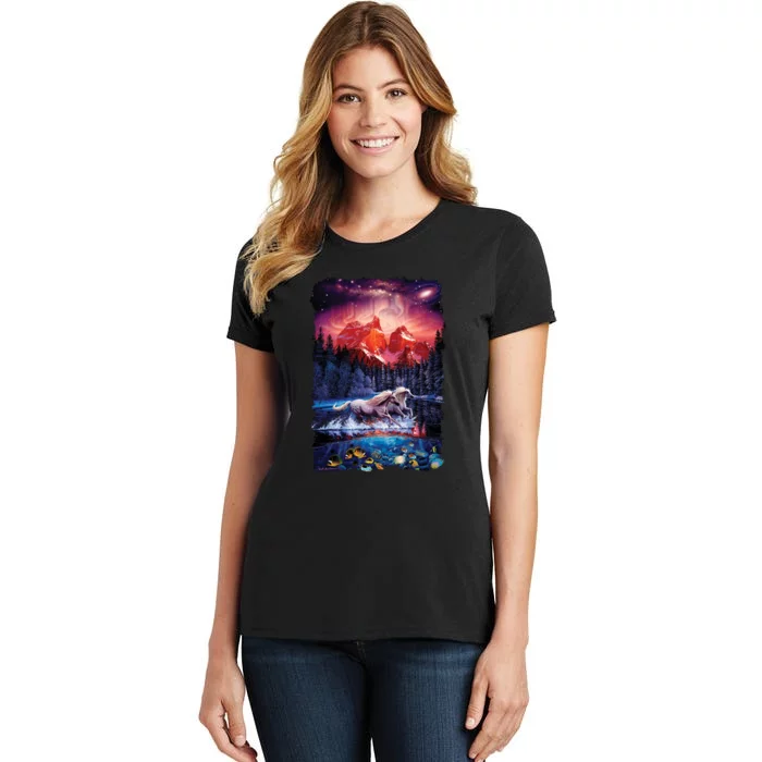 Cosmic Fantasy Unicorns In Another World Women's T-Shirt